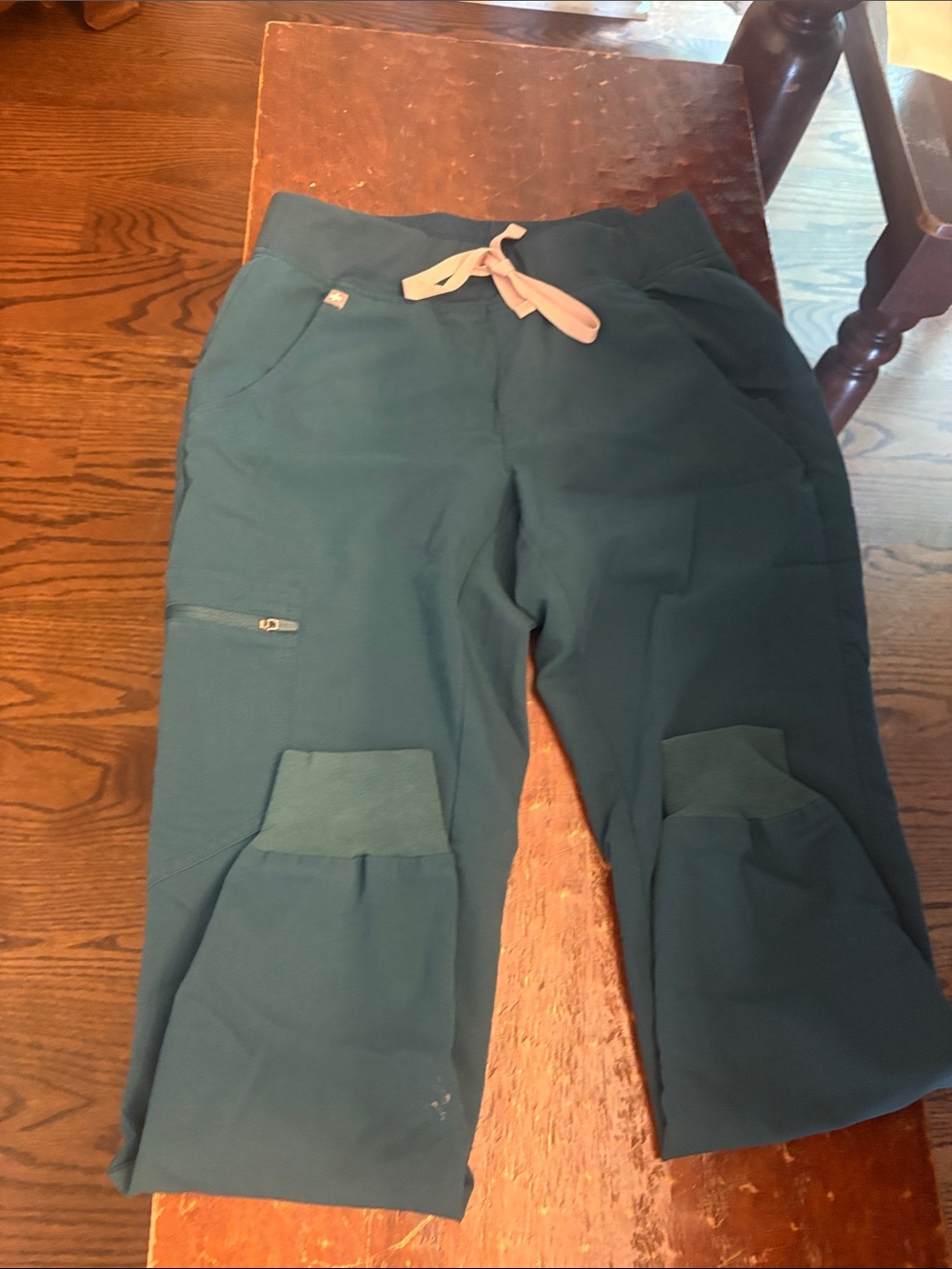Figs Kids Teal Joggers with Pink Drawstring